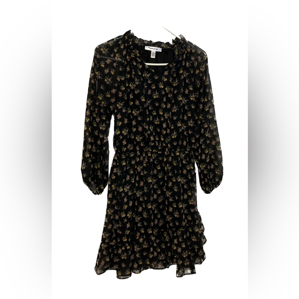 Black floral long sleeve dress